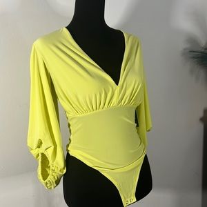 EXPRESS lime body suit with sleeves